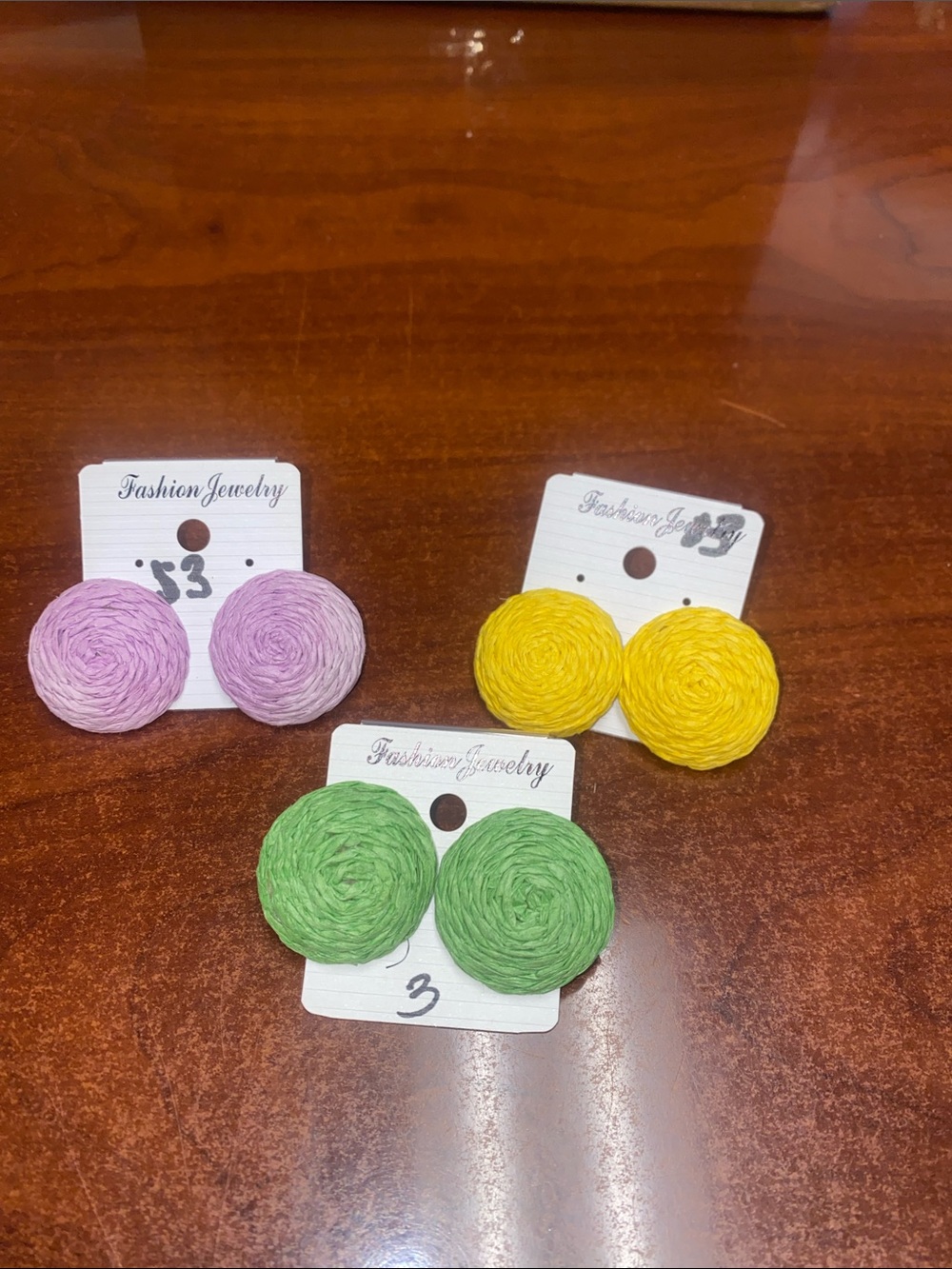 Fashion Jewelry Purple, Yellow & Green Woven Round Stud Earrings